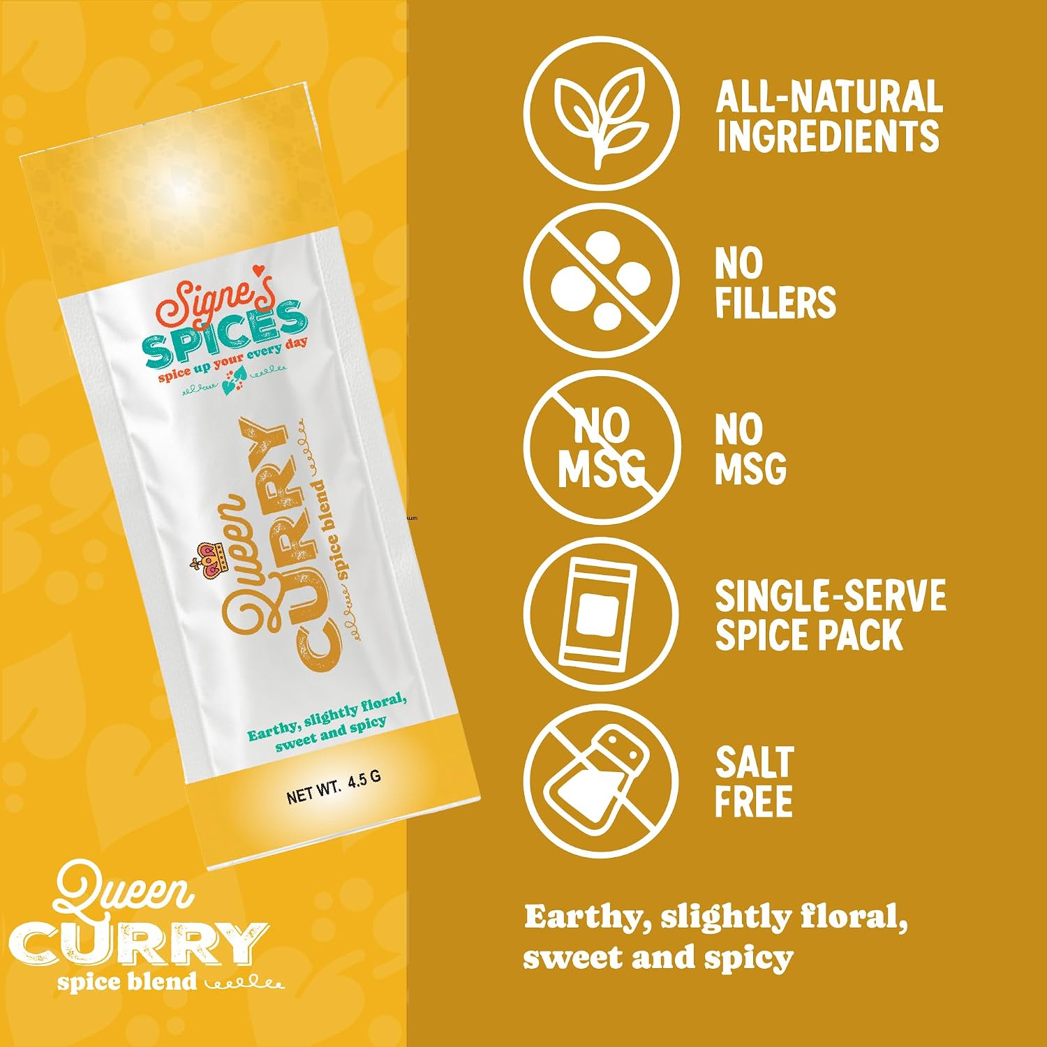 Signe’s Spices – Small-Batch Artisan Spice Blends (8 Single-Serve Packets) | Handcrafted Seasonings for Everyday Cooking (Queen Curry)