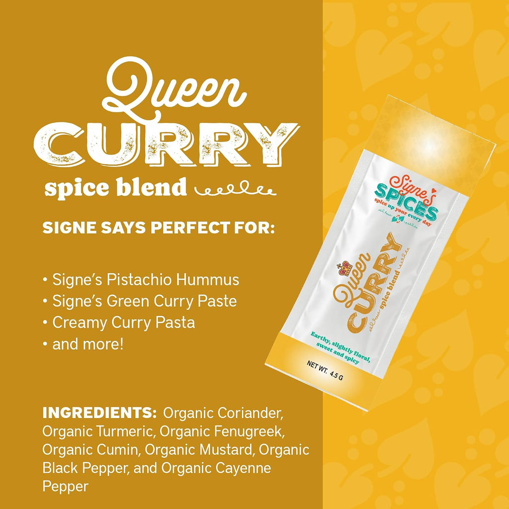 Signe’s Spices – Small-Batch Artisan Spice Blends (8 Single-Serve Packets) | Handcrafted Seasonings for Everyday Cooking (Queen Curry)