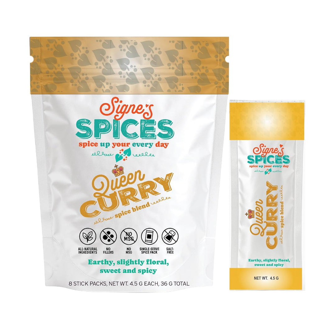 Signe’s Spices – Small-Batch Artisan Spice Blends (8 Single-Serve Packets) | Handcrafted Seasonings for Everyday Cooking (Queen Curry)