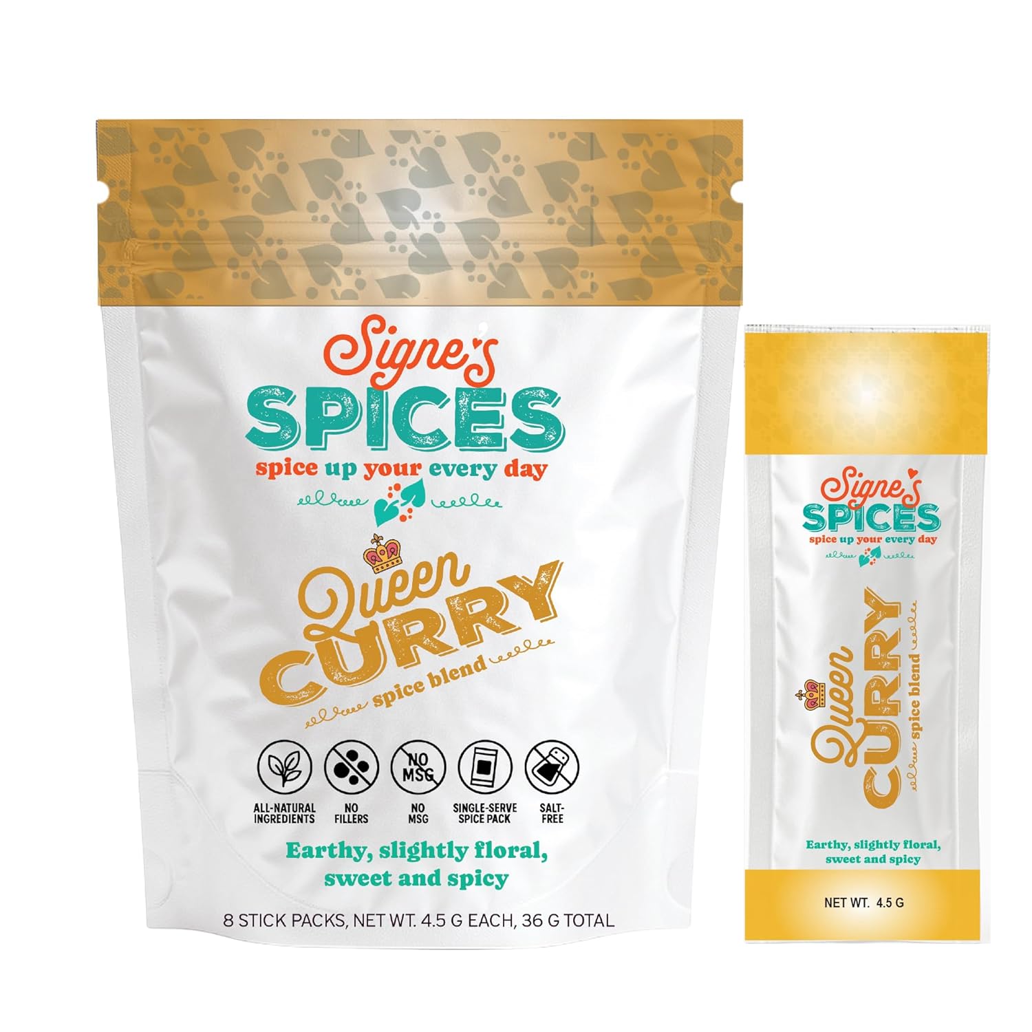 Signe’s Spices – Small-Batch Artisan Spice Blends (8 Single-Serve Packets) | Handcrafted Seasonings for Everyday Cooking (Queen Curry)