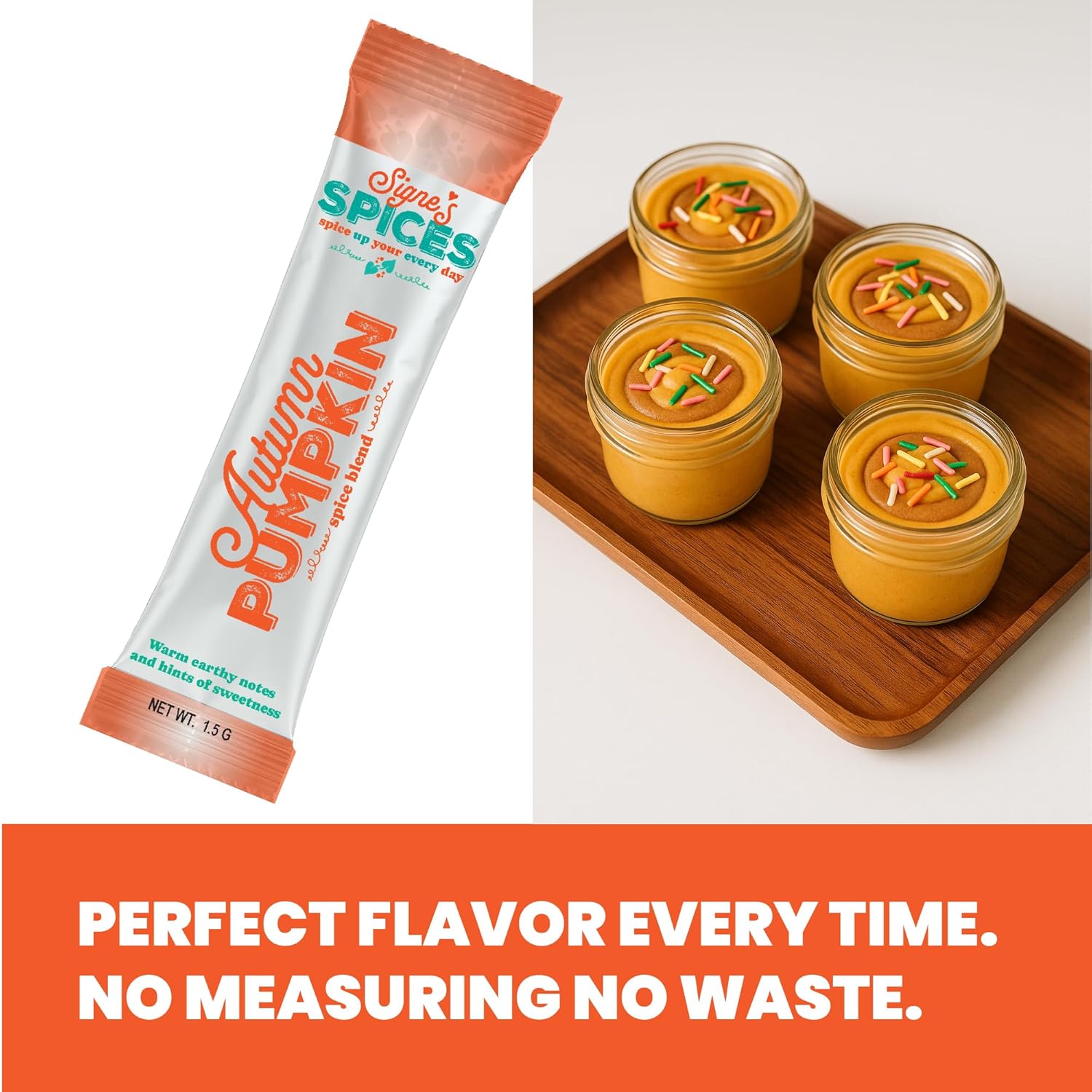Signe’s Spices Autumn Pumpkin – 8 Single-Serve Packets | Small-Batch Organic ingredients of Cinnamon, Ginger & Nutmeg Blend for Smoothies, Baking & Seasonal Drinks