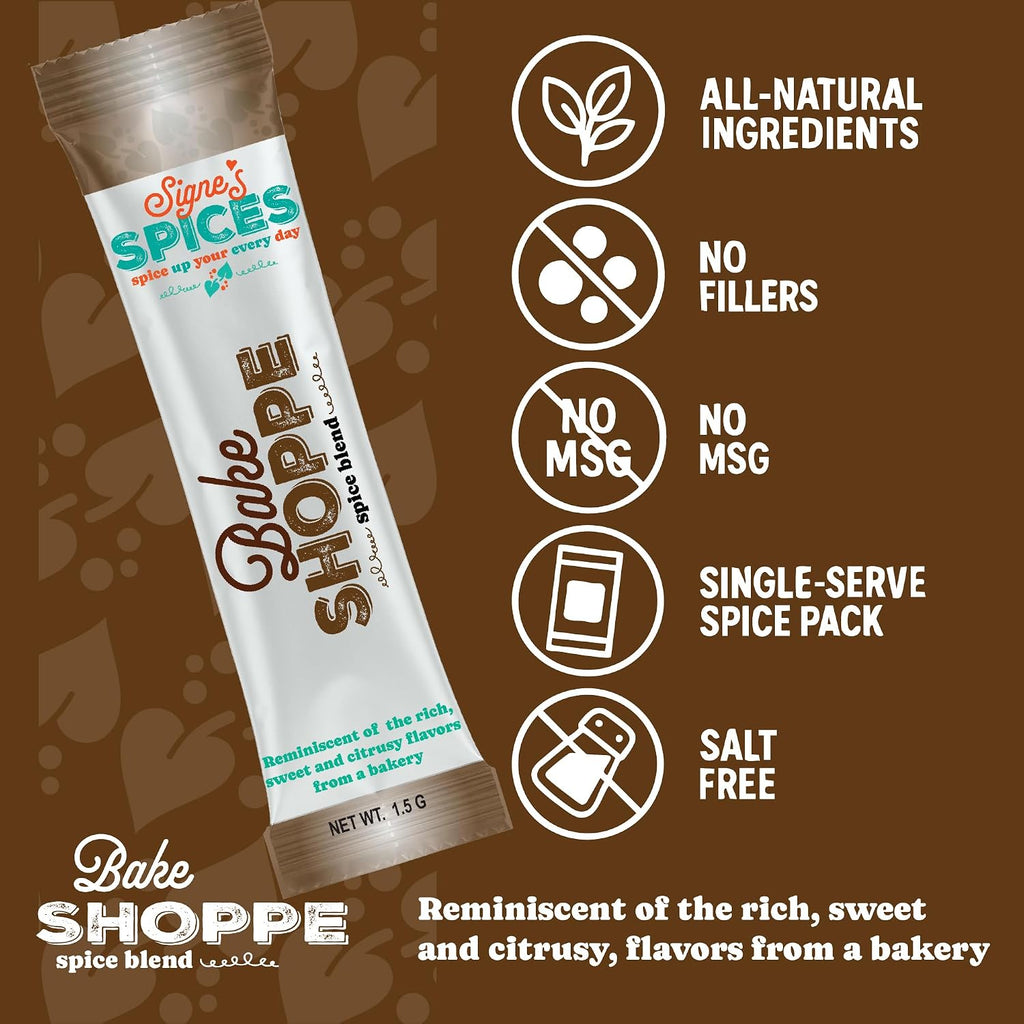 Signe’s Spices Bake Shoppe – 8 Single-Serve Packets | Small-Batch Sweet & Warming Spice Blend with Cinnamon, Nutmeg & Cardamom for Baking, Smoothies & Coffee