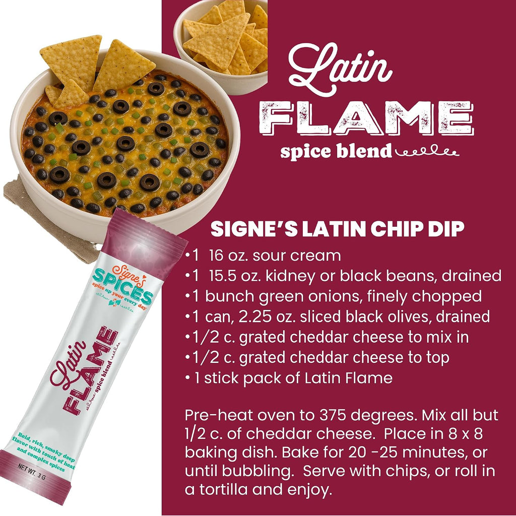 Signe’s Spices Latin Flame – 8 Single-Serve Packets | Small-Batch Smoky Chile & Paprika Blend for Tacos, Chili & Grilled Meats